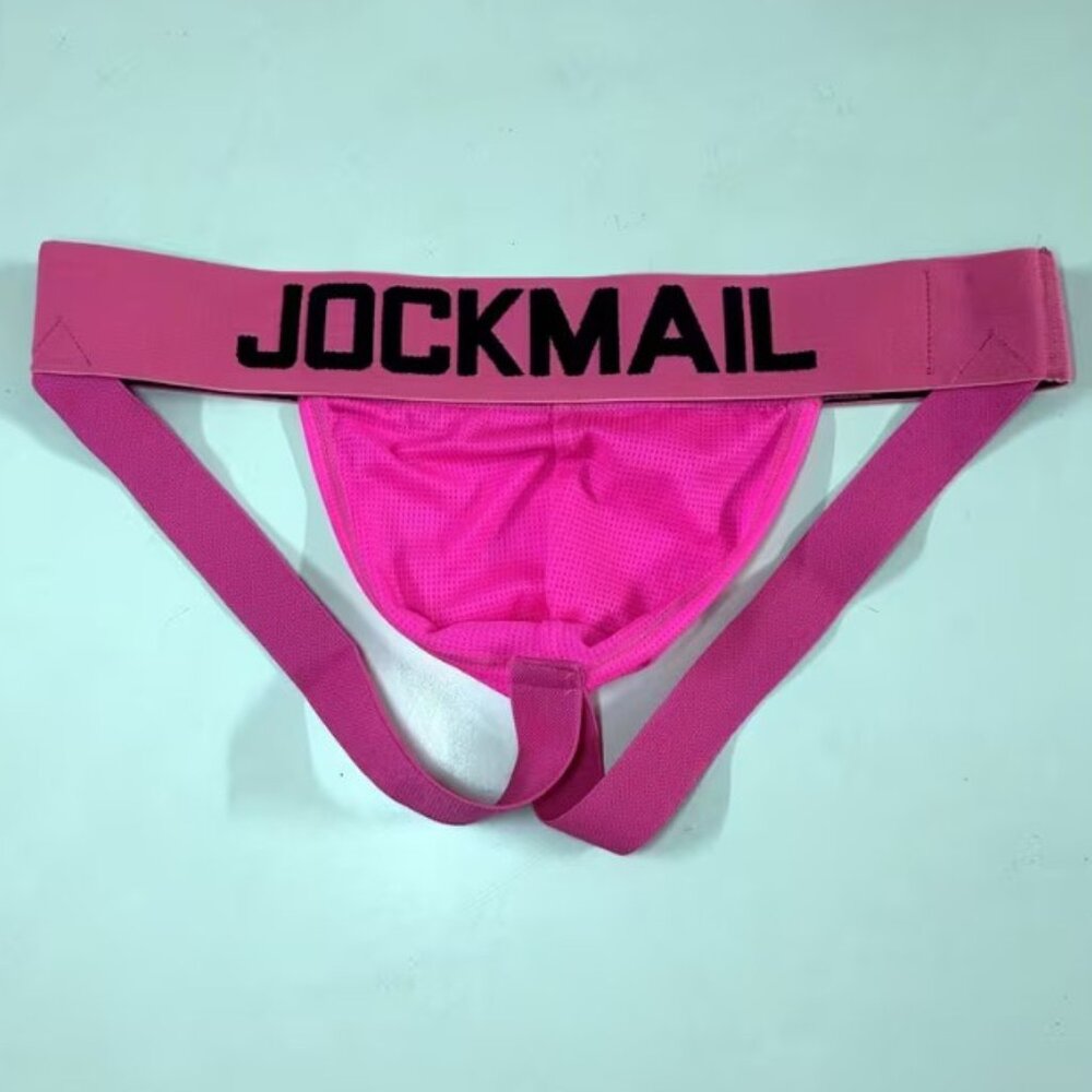 JOCKMAIL Jockstrap Underwear Solid Comfy Neon Mens Thong Medium
